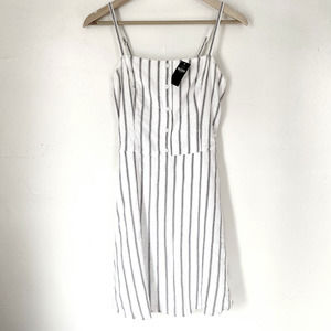 NWT Hollister Cotton Linen Blend Pinstripe Button Tank Summer Dress Medium